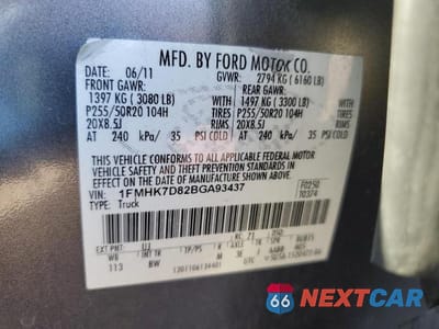 Zdjęcie 13 z 13 samochodu: 2011 FORD EXPLORER XLT VIN:1FMHK7D82BGA93437 - miniatura