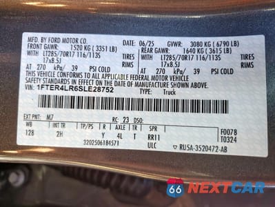 Zdjęcie 12 z 13 samochodu: 2025 FORD RANGER RAPTOR VIN:1FTER4LR6SLE28752 - miniatura