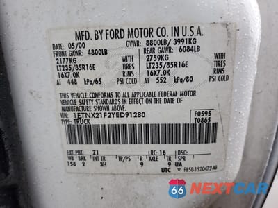 Zdjęcie 13 z 15 samochodu: 2000 FORD F250 SUPER DUTY VIN:1FTNX21F2YED91280 - miniatura