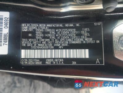 Zdjęcie 13 z 13 samochodu: 2008 TOYOTA SEQUOIA SR5 VIN:5TDZY64A58S001286 - miniatura