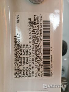 Zdjęcie 13 z 14 samochodu: 2022 HONDA ACCORD HYBRID SPORT VIN:1HGCV3F27NA037333 - miniatura