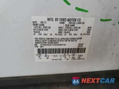 Zdjęcie 14 z 14 samochodu: 2016 FORD EXPLORER POLICE INTERCEPTOR VIN:1FM5K8AT7GGA86735 - miniatura