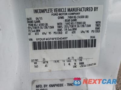 Zdjęcie 12 z 12 samochodu: 2015 FORD F450 SUPER DUTY VIN:1FDUF4GT6FED43457 - miniatura