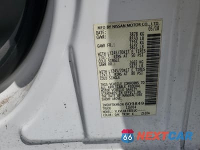 Zdjęcie 12 z 12 samochodu: 2018 NISSAN NV 1500 S VIN:1N6BF0KM6JN809849 - miniatura