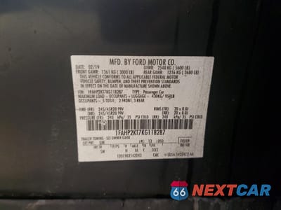 Zdjęcie 13 z 14 samochodu: 2019 FORD TAURUS SHO VIN:1FAHP2KT7KG118287 - miniatura