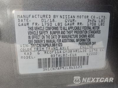 Zdjęcie 12 z 15 samochodu: 2018 NISSAN VERSA S VIN:3N1CN7AP9JL861123 - miniatura