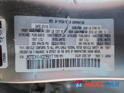 Zdjęcie 13 z 13 samochodu: 2010 MAZDA CX-9 VIN:JM3TB3MAXA0235817 - miniatura