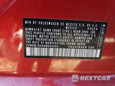Zdjęcie 12 z 12 samochodu: 2024 VOLKSWAGEN JETTA SPORT VIN:3VWBM7BU8RM086266 - miniatura