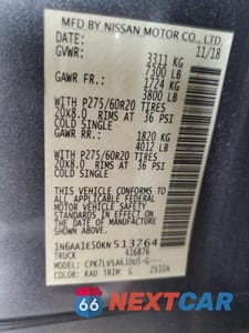 Zdjęcie 12 z 12 samochodu: 2019 NISSAN TITAN SV VIN:1N6AA1E50KN513764 - miniatura