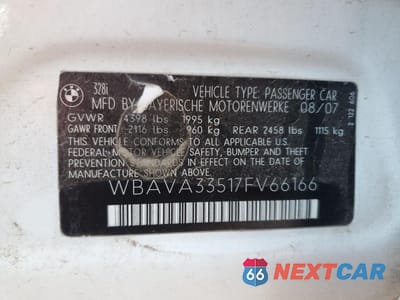 Zdjęcie 13 z 13 samochodu: 2007 BMW 328 I VIN:WBAVA33517FV66166 - miniatura