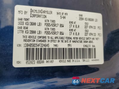 Zdjęcie 13 z 13 samochodu: 2004 DODGE DURANGO LIMITED VIN:1D8HB58D54F224645 - miniatura