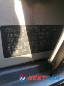 Zdjęcie 13 z 13 samochodu: 2004 HYUNDAI SANTA FE GLS VIN:KM8SC13D44U691192 - miniatura