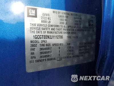 Zdjęcie 12 z 12 samochodu: 2018 CHEVROLET COLORADO ZR2 VIN:1GCGTEEN2J1112706 - miniatura