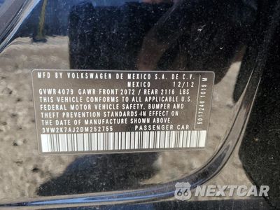 Zdjęcie 12 z 12 samochodu: 2013 VOLKSWAGEN JETTA BASE VIN:3VW2K7AJ2DM252755 - miniatura