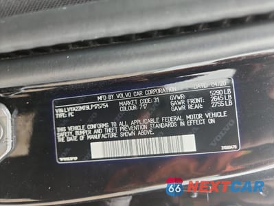 Zdjęcie 12 z 12 samochodu: 2020 VOLVO S90 T6 OCEAN RACE VIN:LVYA22MT9LP175754 - miniatura