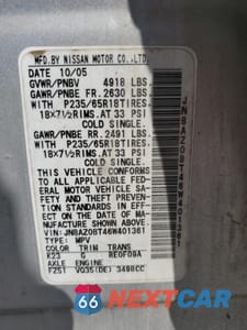Zdjęcie 14 z 16 samochodu: 2006 NISSAN MURANO SL VIN:JN8AZ08T46W401361 - miniatura