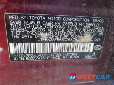 Zdjęcie 12 z 12 samochodu: 2005 LEXUS LS 430 VIN:JTHBN36F555025878 - miniatura