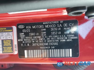 Zdjęcie 12 z 12 samochodu: 2021 KIA RIO LX VIN:3KPA24AD6ME390946 - miniatura