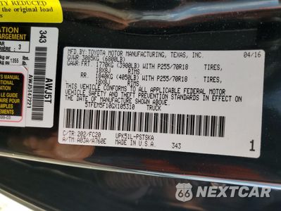 Zdjęcie 12 z 12 samochodu: 2016 TOYOTA TUNDRA CREWMAX SR5 VIN:5TFEM5F10GX105310 - miniatura