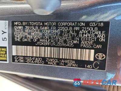 Zdjęcie 12 z 12 samochodu: 2018 TOYOTA PRIUS VIN:JTDKBRFU9J3596405 - miniatura