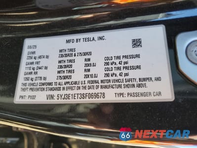 Zdjęcie 12 z 13 samochodu: 2025 TESLA MODEL 3 VIN:5YJ3E1ET3SF069678 - miniatura