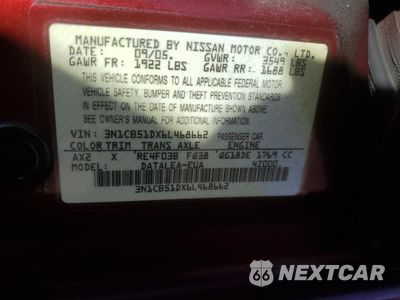 Zdjęcie 13 z 13 samochodu: 2006 NISSAN SENTRA 1.8 VIN:3N1CB51DX6L468662 - miniatura