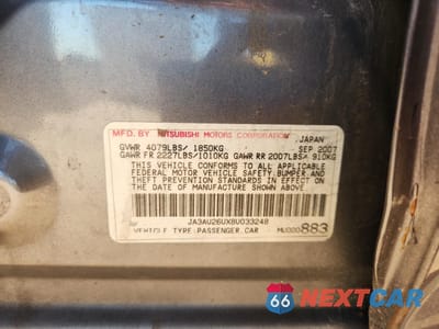 Zdjęcie 12 z 14 samochodu: 2008 MITSUBISHI LANCER ES VIN:JA3AU26UX8U033248 - miniatura