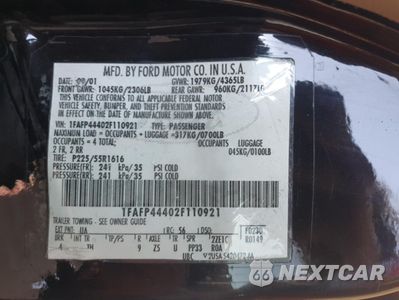 Zdjęcie 12 z 14 samochodu: 2002 FORD MUSTANG VIN:1FAFP44402F110921 - miniatura