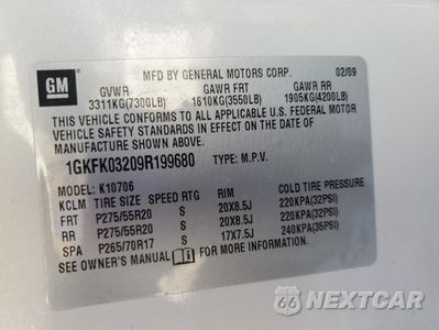 Zdjęcie 13 z 15 samochodu: 2009 GMC YUKON DENALI VIN:1GKFK03209R199680 - miniatura