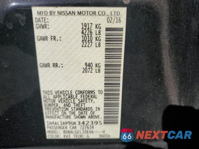 Zdjęcie 13 z 13 samochodu: 2016 NISSAN ALTIMA 2.5 VIN:1N4AL3AP9GN342395 - miniatura