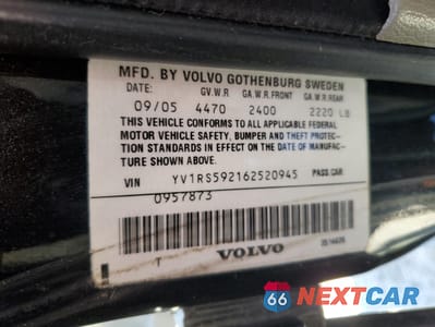 Zdjęcie 13 z 13 samochodu: 2006 VOLVO S60 2.5T VIN:YV1RS592162520945 - miniatura