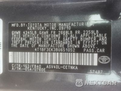 Zdjęcie 12 z 12 samochodu: 2011 TOYOTA CAMRY BASE VIN:4T1BF3EK3BU651052 - miniatura