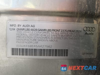 Zdjęcie 13 z 13 samochodu: 2005 AUDI A4 2.0T AVANT QUATTRO VIN:WAUKF68E45A427562 - miniatura