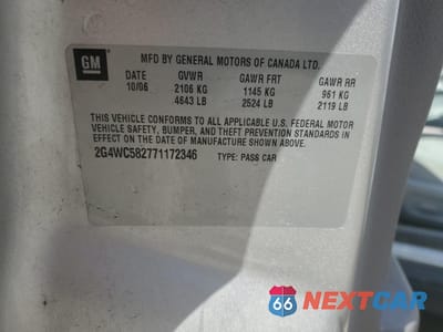 Zdjęcie 12 z 12 samochodu: 2007 BUICK LACROSSE CX VIN:2G4WC582771172346 - miniatura