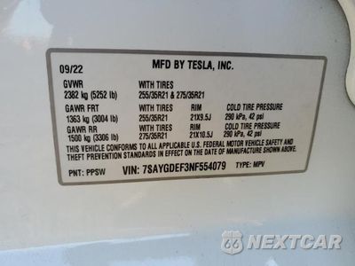 Zdjęcie 12 z 12 samochodu: 2022 TESLA MODEL Y VIN:7SAYGDEF3NF554079 - miniatura