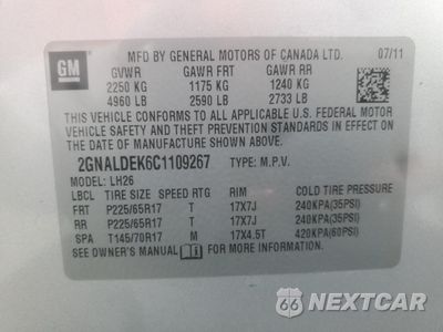 Zdjęcie 13 z 15 samochodu: 2012 CHEVROLET EQUINOX LT VIN:2GNALDEK6C1109267 - miniatura