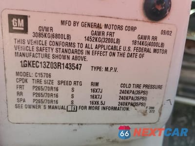 Zdjęcie 13 z 13 samochodu: 2003 GMC YUKON VIN:1GKEC13Z03R143547 - miniatura