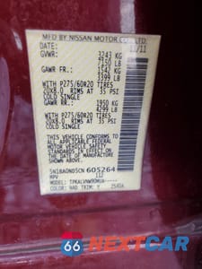 Zdjęcie 13 z 13 samochodu: 2012 NISSAN ARMADA SV VIN:5N1BA0ND5CN605264 - miniatura