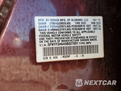 Zdjęcie 13 z 15 samochodu: 2013 HONDA PILOT EXL VIN:5FNYF3H64DB027091 - miniatura
