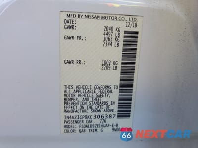 Zdjęcie 13 z 13 samochodu: 2019 NISSAN LEAF S VIN:1N4AZ1CP0KC306387 - miniatura