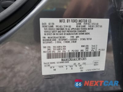 Zdjęcie 12 z 13 samochodu: 2020 FORD ECOSPORT SE VIN:MAJ6S3GL6LC385305 - miniatura