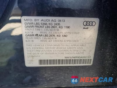 Zdjęcie 12 z 12 samochodu: 2013 AUDI Q5 PREMIUM PLUS VIN:WA1LFAFP9DA090197 - miniatura