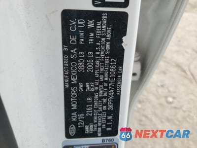 Zdjęcie 12 z 12 samochodu: 2017 KIA FORTE LX VIN:3KPFK4A77HE108612 - miniatura