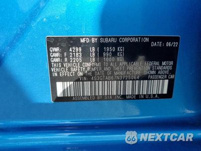 Zdjęcie 13 z 13 samochodu: 2022 SUBA IMPREZA VIN:4S3GTAB67N3725064 - miniatura