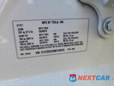 Zdjęcie 14 z 15 samochodu: 2021 TESLA MODEL Y VIN:5YJYGDEE8MF240978 - miniatura