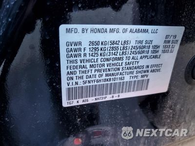 Zdjęcie 13 z 16 samochodu: 2019 HONDA PILOT LX VIN:5FNYF6H18KB101163 - miniatura