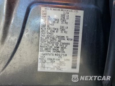 Zdjęcie 12 z 12 samochodu: 2005 NISSAN FRONTIER CREW CAB LE VIN:1N6AD07U75C401758 - miniatura