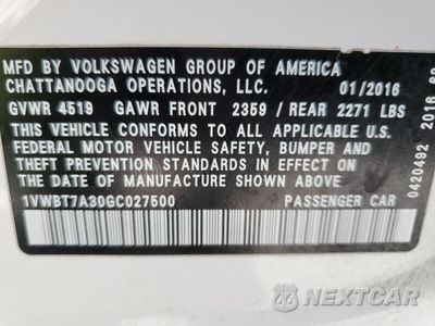 Zdjęcie 13 z 13 samochodu: 2016 VOLKSWAGEN PASSAT SE VIN:1VWBT7A30GC027500 - miniatura