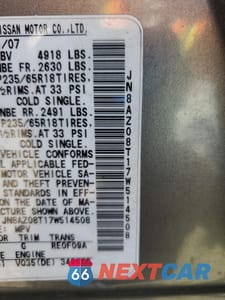Zdjęcie 12 z 12 samochodu: 2007 NISSAN MURANO SL VIN:JN8AZ08T17W514508 - miniatura