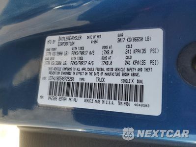Zdjęcie 12 z 14 samochodu: 2004 DODGE RAM 1500 ST VIN:1D7HU18D54S725260 - miniatura